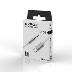 Syrox Type-C / 3.5 MM Aux Kablosu Dönüştürücü Gri