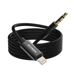 Syrox İphone Linghtning İphone / 3.5 MM Aux Kablosu Dönüştürücü Siyah