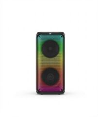 1908 Çift 8'' Bluetooth Karaoke Hoparlör -Çift Kablosuz Mikrofonlu Kumandali Full RGB İşikli Speaker USB/AUX/TF