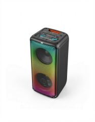 1908 Çift 8'' Bluetooth Karaoke Hoparlör -Çift Kablosuz Mikrofonlu Kumandali Full RGB İşikli Speaker USB/AUX/TF