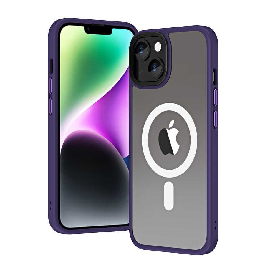 iPhone 14 Kılıf Wireless Şarj Özellikli Hibrit Magsafe Kapak