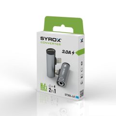 Syrox DT30L-LA 3.0A Audıo /Type-C  İphone Lıghtnıng Dönüştürücü Gri