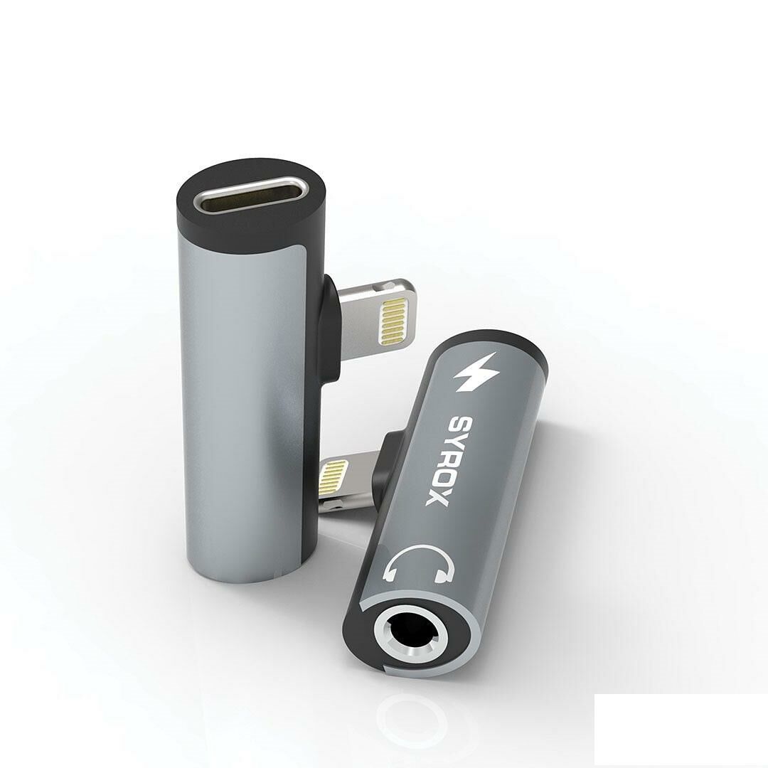 Syrox DT30L-LA 3.0A Audıo /Type-C  İphone Lıghtnıng Dönüştürücü Siyah
