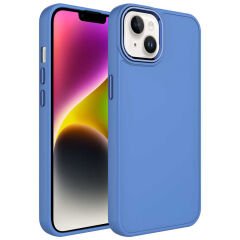 iPhone 14 Kılıf Metal Çerçeve ve Buton Tasarımlı Silikon Luna Kapak