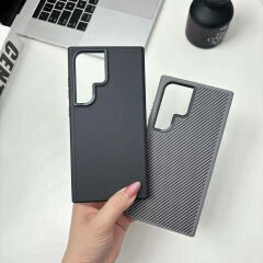 Samsung Galaxy S24 Ultra Kılıf Magsafe Şarj Özellikli Karbon Fiber Görünümlü Troy Kapak