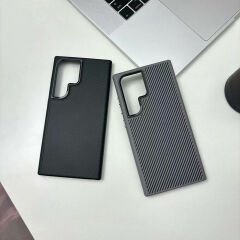 Samsung Galaxy S24 Ultra Kılıf Magsafe Şarj Özellikli Karbon Fiber Görünümlü Troy Kapak