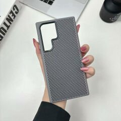 Samsung Galaxy S24 Ultra Kılıf Magsafe Şarj Özellikli Karbon Fiber Görünümlü Troy Kapak