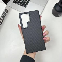 Samsung Galaxy S24 Ultra Kılıf Magsafe Şarj Özellikli Karbon Fiber Görünümlü Troy Kapak