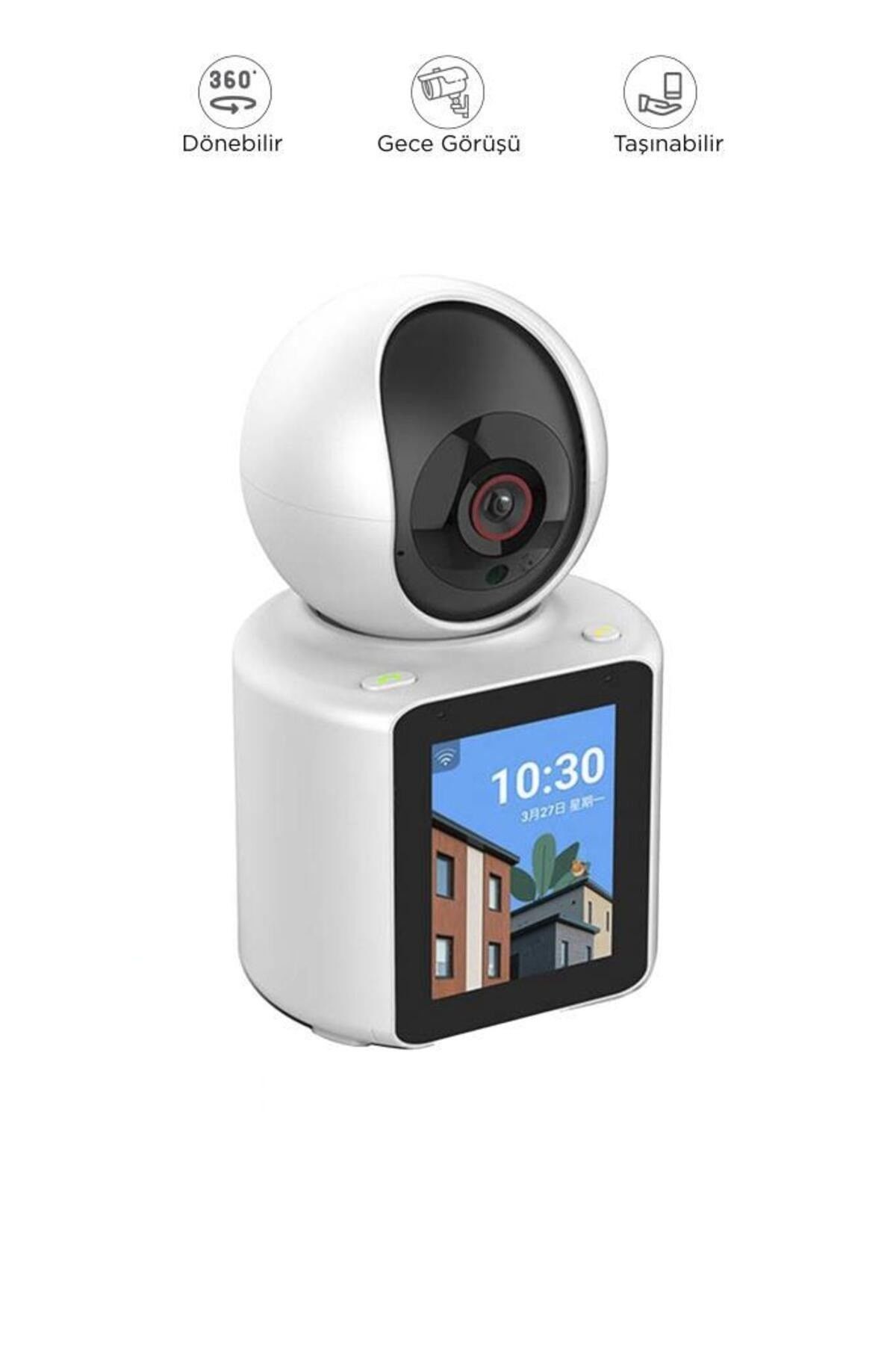 Bebek Kamerası Monitörlü 360 Derece Dönebilen Full Hd Smart Ip Güvenlik Kamerası CMR11 Beyaz