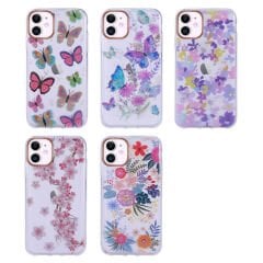 iPhone 11 Kılıf Desenli Simli Sert İnka Kapak