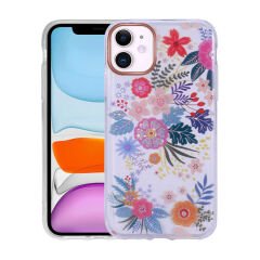iPhone 11 Kılıf Desenli Simli Sert İnka Kapak