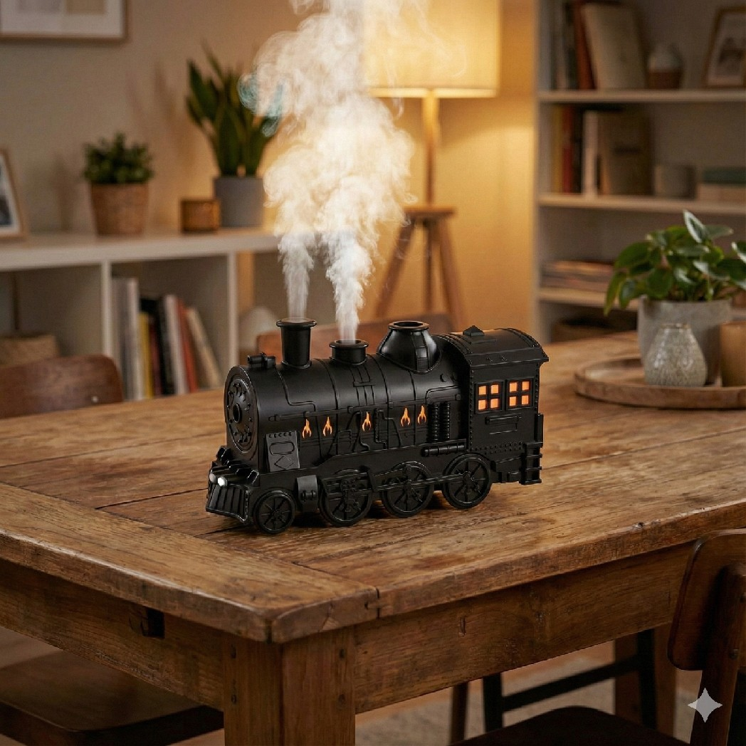 Tren Tasarım Kumandali Ultrasonik 300 ML Hava Nemlendiricisi Led Işıklı Aroma Difüzör