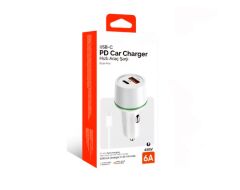 48w Araç Çakmaklık Hızlı Şarj Aleti Araç Şarj Cihazı Type-C - Usb Çift Çikişli Type-C Kablolu LKC-37