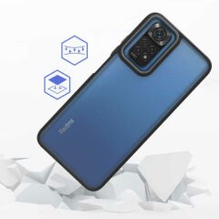 Xiaomi Redmi Note 11 Global Kılıf Kamera Çıkıntılı Arkası Şeffaf Köşeleri Parlak Renkli Işlemeli Flora Kapak