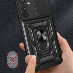 Samsung Galaxy A34 Tank Kılıf Magnetik Standlı Kamera Korumalı Sürgülü Vega Kapak