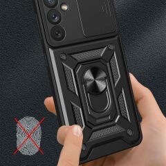 Samsung Galaxy A34 Tank Kılıf Magnetik Standlı Kamera Korumalı Sürgülü Vega Kapak