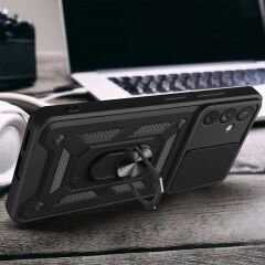 Samsung Galaxy A34 Tank Kılıf Magnetik Standlı Kamera Korumalı Sürgülü Vega Kapak