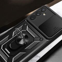 Samsung Galaxy A34 Tank Kılıf Magnetik Standlı Kamera Korumalı Sürgülü Vega Kapak