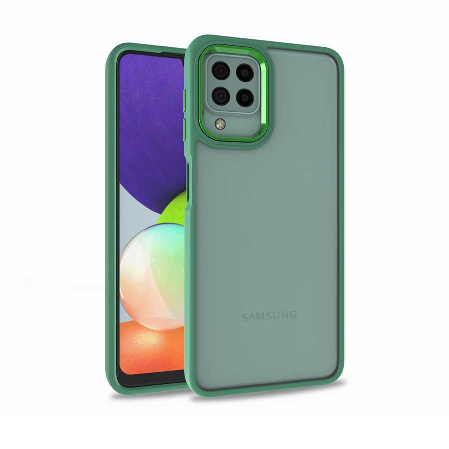 Samsung Galaxy A22 4G Kılıf Kamera Çıkıntılı Arkası Şeffaf Köşeleri Parlak Renkli Işlemeli Flora Kapak