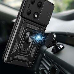 Xiaomi Redmi Note 13 Pro 4G Tank Kılıf Magnetik Standlı Kamera Korumalı Sürgülü Vega Kapak