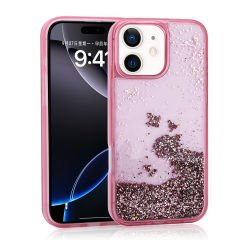 iPhone 12 Kılıf Sıvılı Simli Şeffaf Arka Yüzey Keto Silikon Kapak