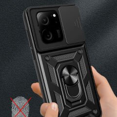 Xiaomi Mi 13T Pro Tank Kılıf Magnetik Standlı Kamera Korumalı Sürgülü Vega Kapak