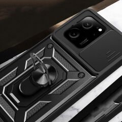 Xiaomi Mi 13T Pro Tank Kılıf Magnetik Standlı Kamera Korumalı Sürgülü Vega Kapak