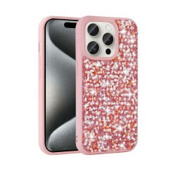 iPhone 15 Pro Kılıf Parlak Taşlı Tasarım Linea Kapak