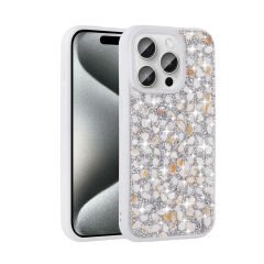 iPhone 15 Pro Kılıf Parlak Taşlı Tasarım Linea Kapak