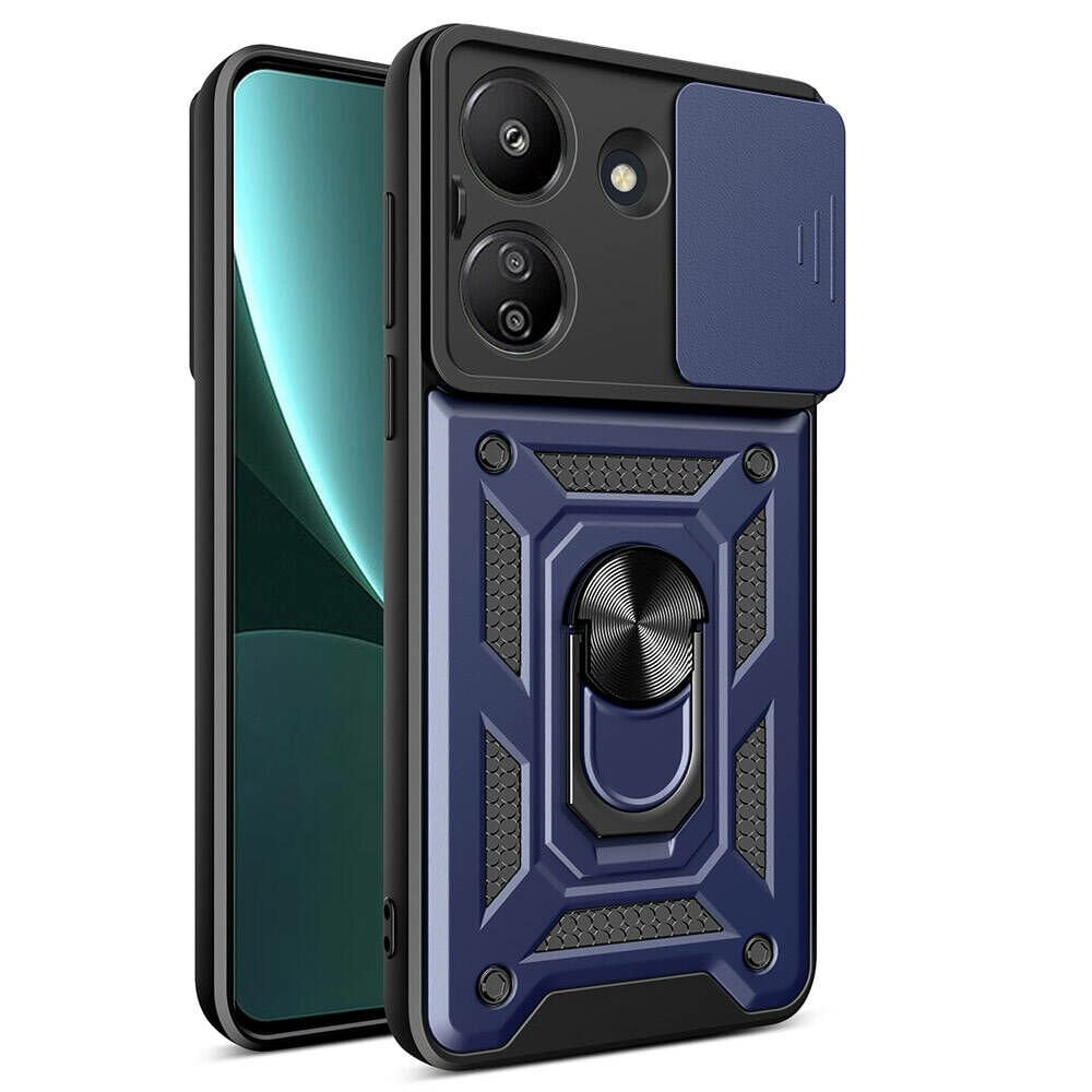 Xiaomi Redmi 13C Tank Kılıf Magnetik Standlı Kamera Korumalı Sürgülü Vega Kapak