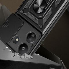 Xiaomi Redmi 13C Tank Kılıf Magnetik Standlı Kamera Korumalı Sürgülü Vega Kapak