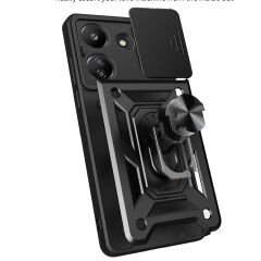 Xiaomi Redmi 13C Tank Kılıf Magnetik Standlı Kamera Korumalı Sürgülü Vega Kapak