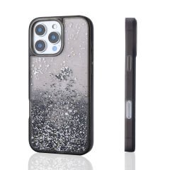 iPhone 12 Pro Kılıf Sıvılı Simli Şeffaf Arka Yüzey Keto Silikon Kapak