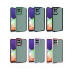 Samsung Galaxy A12 Kılıf Kamera Çıkıntılı Arkası Şeffaf Köşeleri Parlak Renkli Işlemeli Flora Kapak