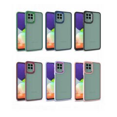 Samsung Galaxy A12 Kılıf Kamera Çıkıntılı Arkası Şeffaf Köşeleri Parlak Renkli Işlemeli Flora Kapak