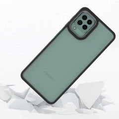 Samsung Galaxy A12 Kılıf Kamera Çıkıntılı Arkası Şeffaf Köşeleri Parlak Renkli Işlemeli Flora Kapak