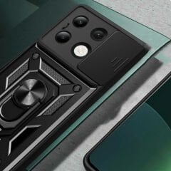 Xiaomi Redmi Note 13 4G Tank Kılıf Magnetik Standlı Kamera Korumalı Sürgülü Vega Kapak