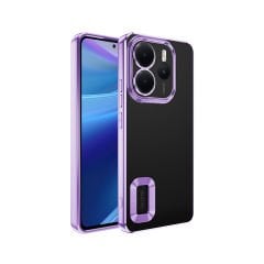 Xiaomi Redmi Note 14 4G Kılıf Logo Gösteren Parlak Kenarlı Kamera Lens Korumalı Şeffaf Omega Silikon Kapak