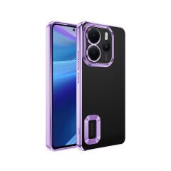 Xiaomi Redmi Note 14 4G Kılıf Logo Gösteren Parlak Kenarlı Kamera Lens Korumalı Şeffaf Omega Silikon Kapak