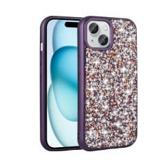 iPhone 15 Kılıf Parlak Taşlı Tasarım Linea Kapak