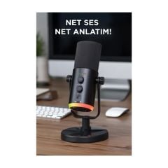 Mikrofon Podcast Vokal Kaydı Oyun İçin Dinamik USB XLR Çift Çıkışlı Profesyonel Kablosuz Mikrofon YU7