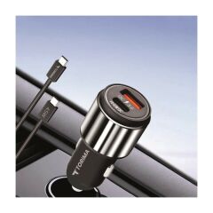 45W Type-C Kablolu Hızlı Şarj Adaptörü Araç Çakmaklık Şarj