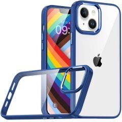 iPhone 14 Kılıf Kamera Çıkıntılı Arkası Şeffaf Köşeleri Parlak Renkli Işlemeli Flora Kapak