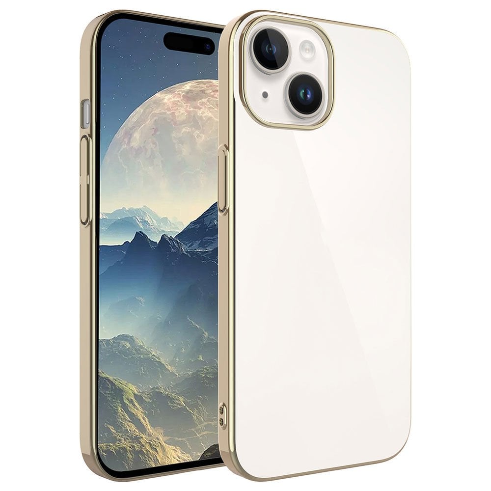 iPhone 15 Plus Kılıf Sert PC Renkli Çerçeveli Riksos Kapak