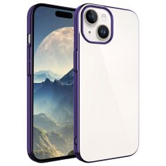 iPhone 15 Plus Kılıf Sert PC Renkli Çerçeveli Riksos Kapak