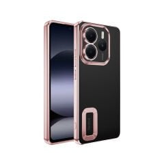 Xiaomi Redmi Note 14 5G Kılıf Logo Gösteren Parlak Kenarlı Kamera Lens Korumalı Şeffaf Omega Silikon Kapak