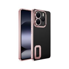 Xiaomi Redmi Note 14 5G Kılıf Logo Gösteren Parlak Kenarlı Kamera Lens Korumalı Şeffaf Omega Silikon Kapak