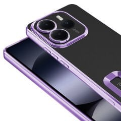 Xiaomi Redmi Note 14 5G Kılıf Logo Gösteren Parlak Kenarlı Kamera Lens Korumalı Şeffaf Omega Silikon Kapak