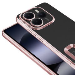 Xiaomi Redmi Note 14 5G Kılıf Logo Gösteren Parlak Kenarlı Kamera Lens Korumalı Şeffaf Omega Silikon Kapak