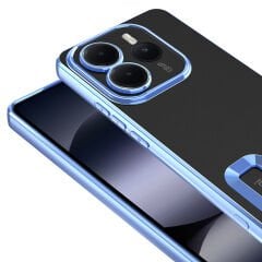 Xiaomi Redmi Note 14 5G Kılıf Logo Gösteren Parlak Kenarlı Kamera Lens Korumalı Şeffaf Omega Silikon Kapak